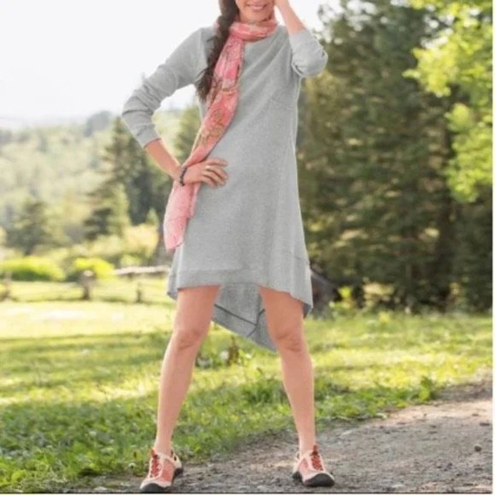 Sundance Thea Thermal‎ Dress Long Sleeve Asymmetrical Cotton Blend Casual Grey M